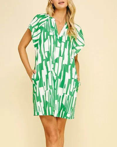 Printed Tunic Dress - Kelly Green
