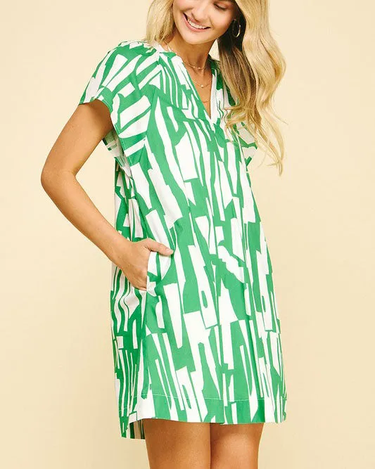 Printed Tunic Dress - Kelly Green