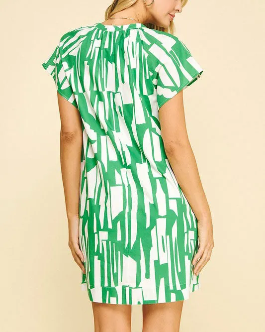 Printed Tunic Dress - Kelly Green