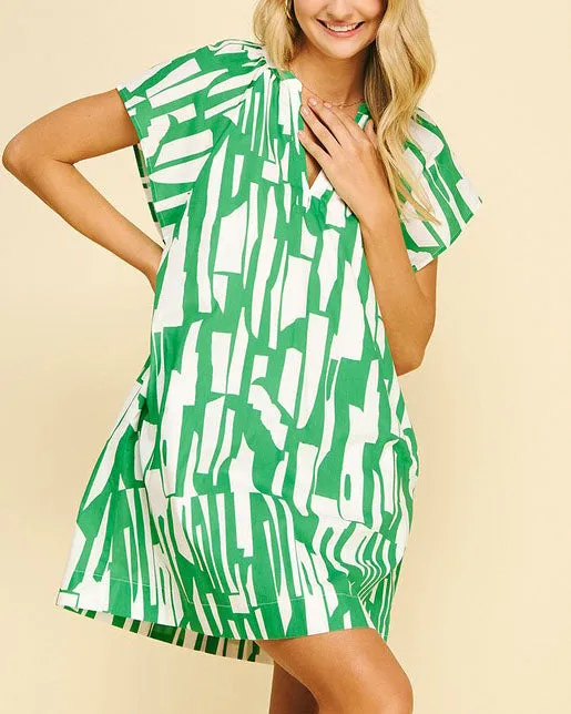 Printed Tunic Dress - Kelly Green