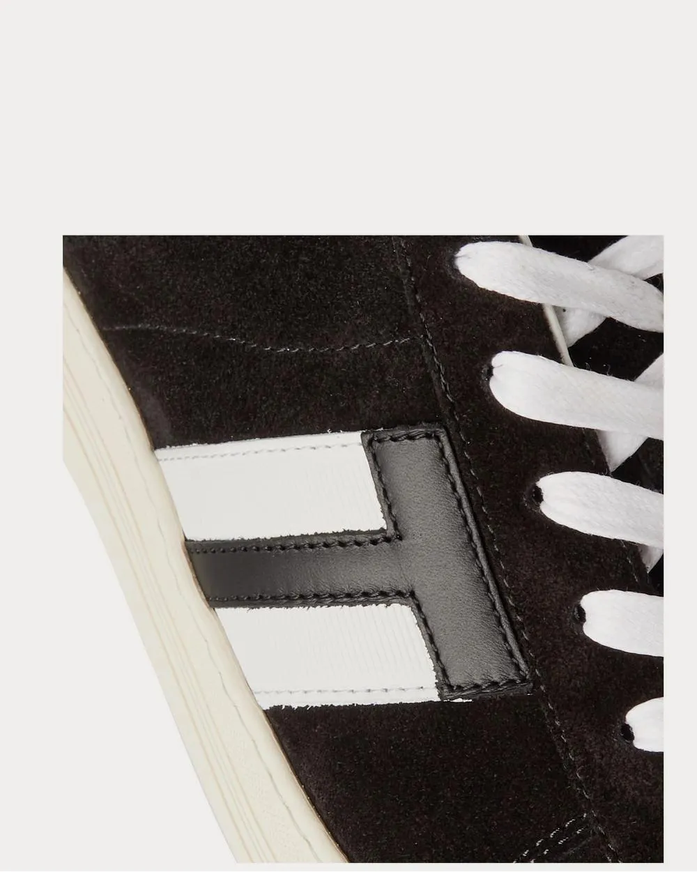 Radcliffe Leather-Trimmed Suede  Black low top sneakers