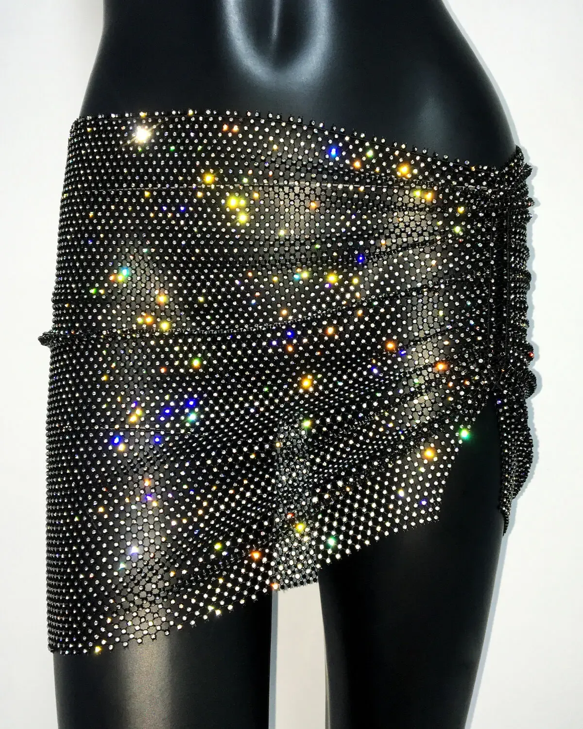 Rhinestone Mini Skirt Shiny Split Pencil Skirt