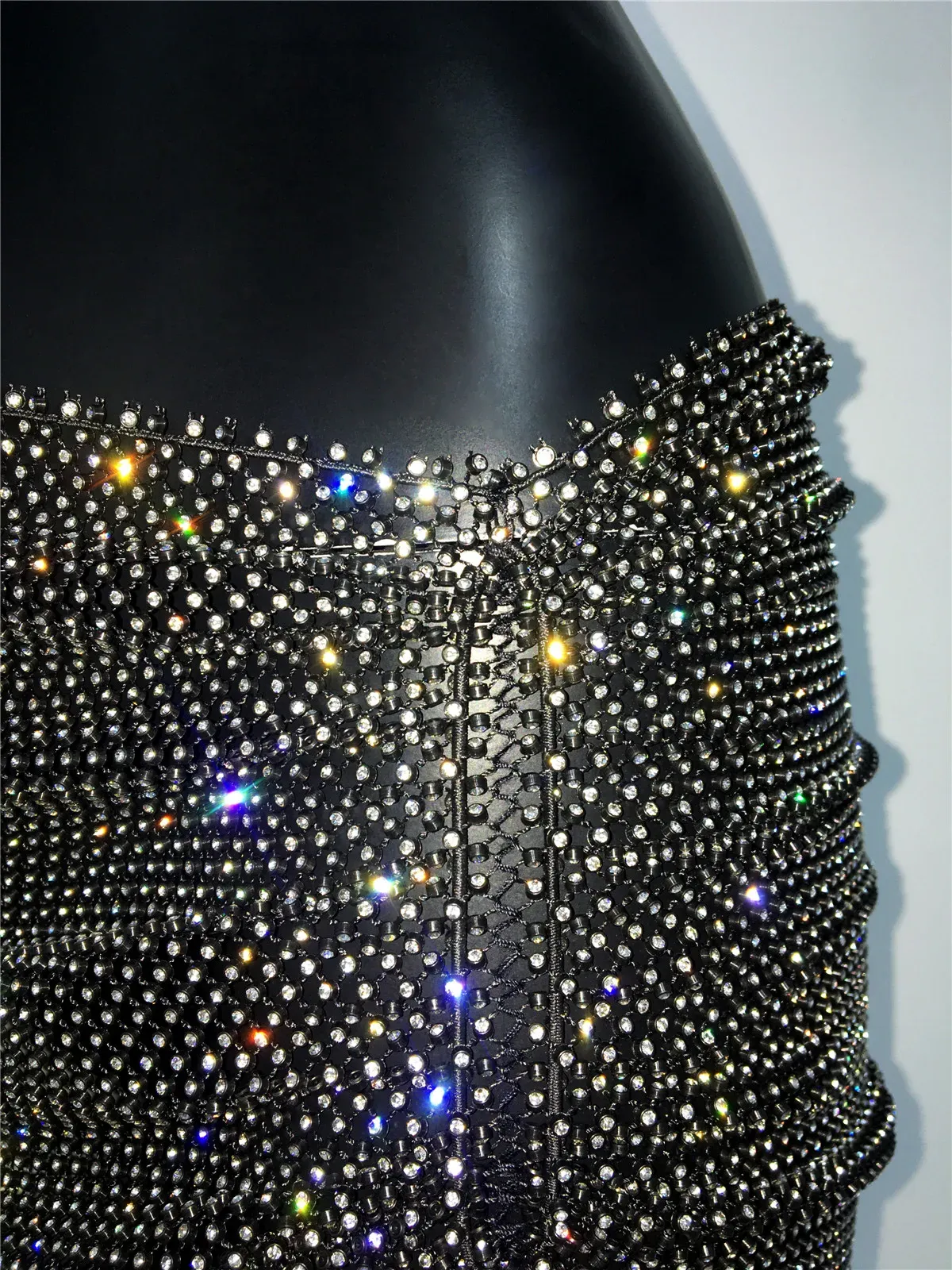 Rhinestone Mini Skirt Shiny Split Pencil Skirt