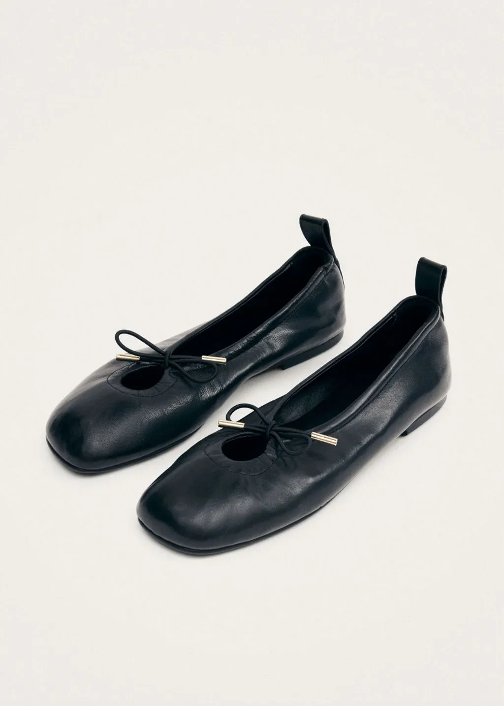 Rosalind Black Leather Ballet Flats