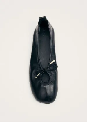 Rosalind Black Leather Ballet Flats