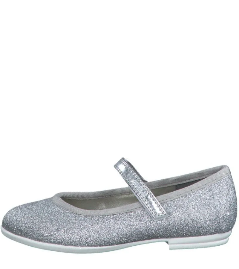 S Oliver Girls Glitter Ballet Flats Silver Shoes - 5-42401-42