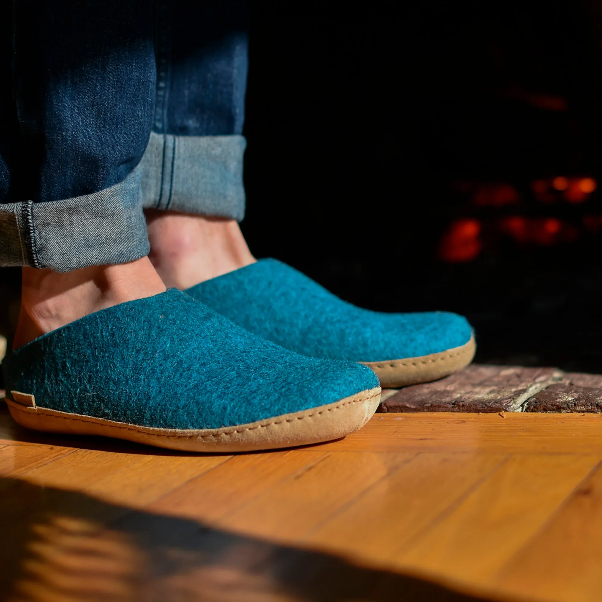 Slip-on with leather sole - Petrol