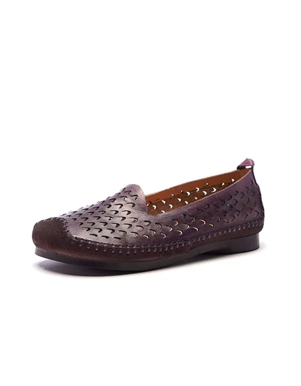 Spring Hollow Handmade Soft Leather Retro Flats