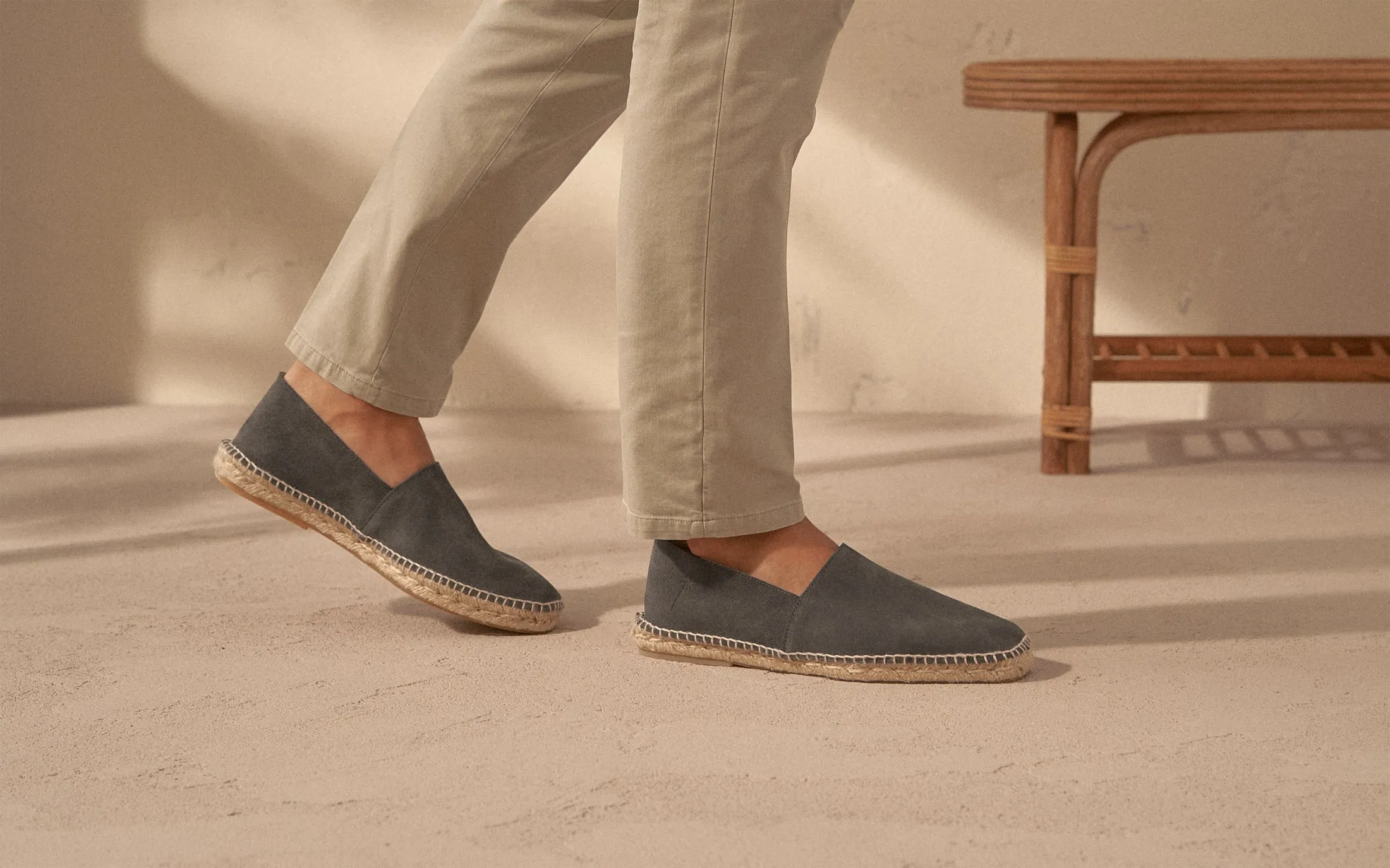 Suede Squared Toe Espadrilles - W10CQ - Hamptons Carbon Grey
