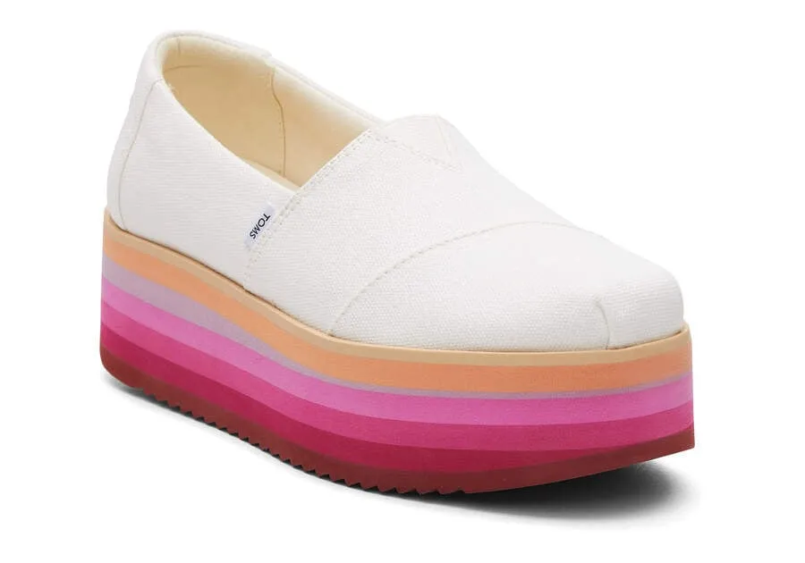 TOMS Womens Alpargata Platform Espadrille - White