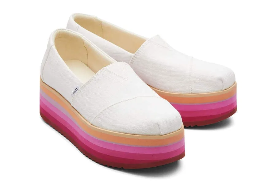 TOMS Womens Alpargata Platform Espadrille - White