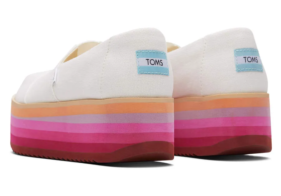 TOMS Womens Alpargata Platform Espadrille - White