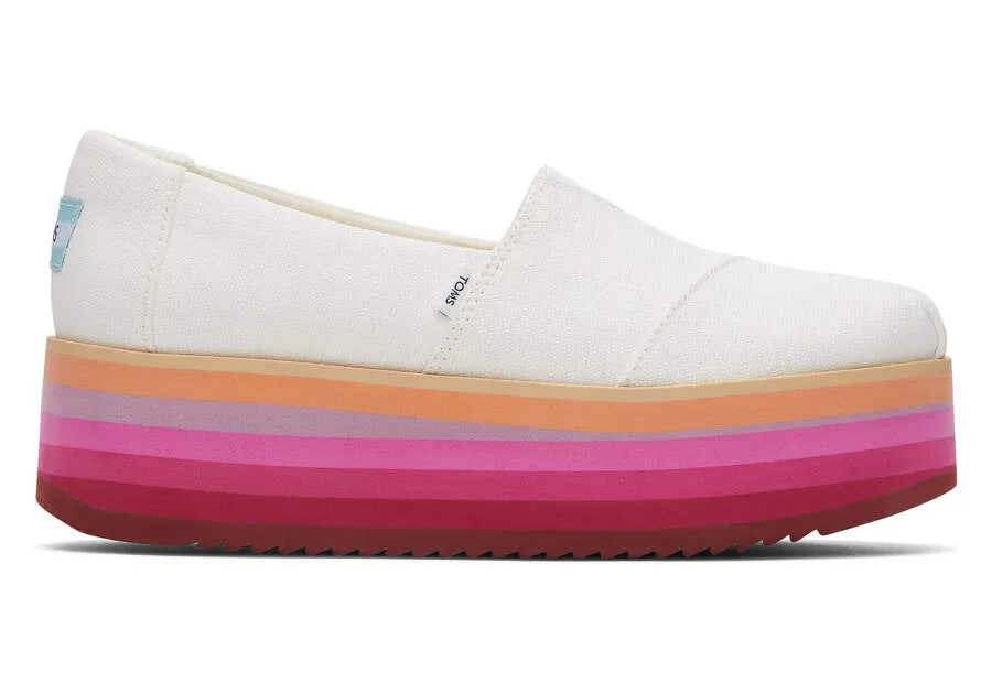 TOMS Womens Alpargata Platform Espadrille - White