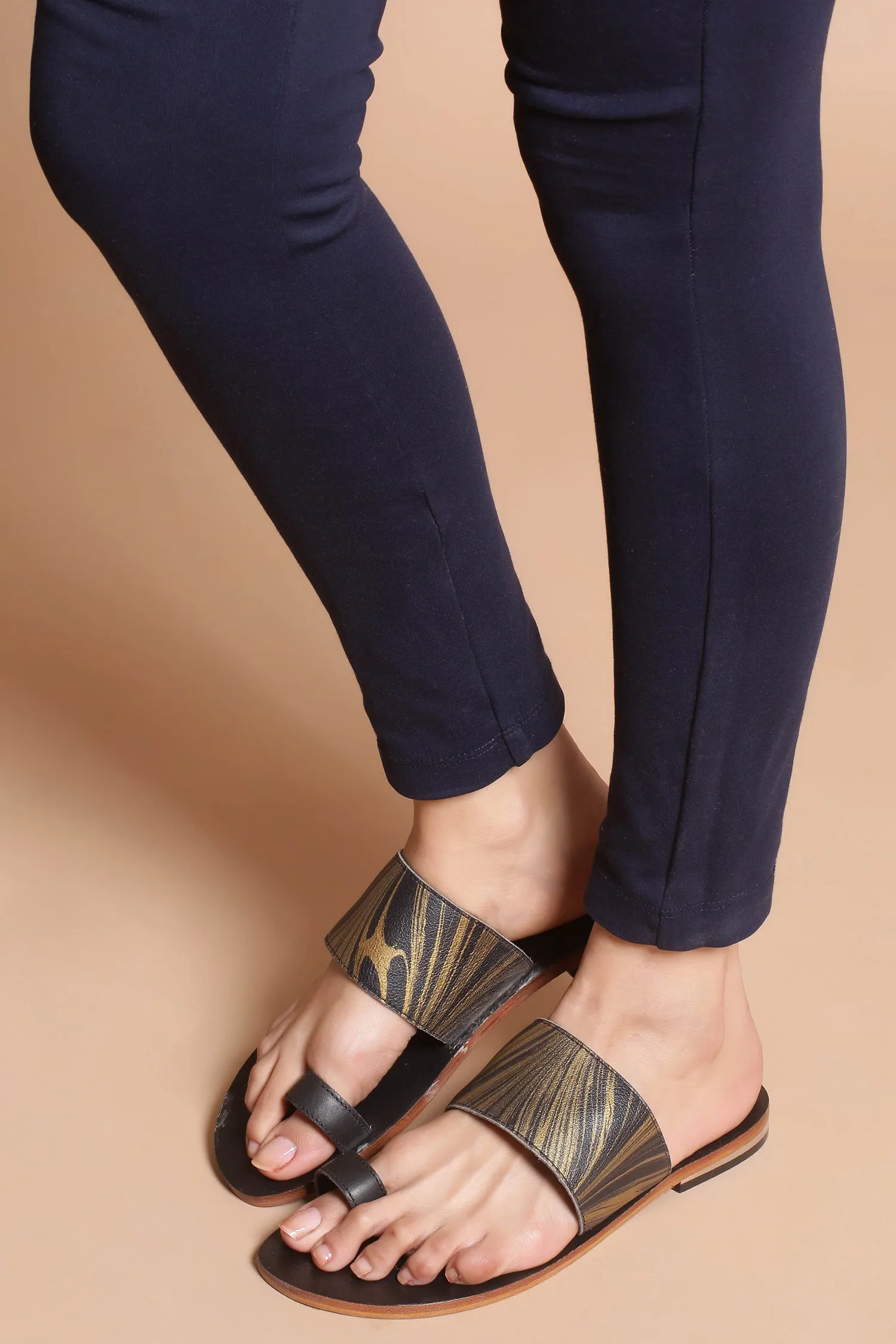 Vanshika Slippers- Black Leather