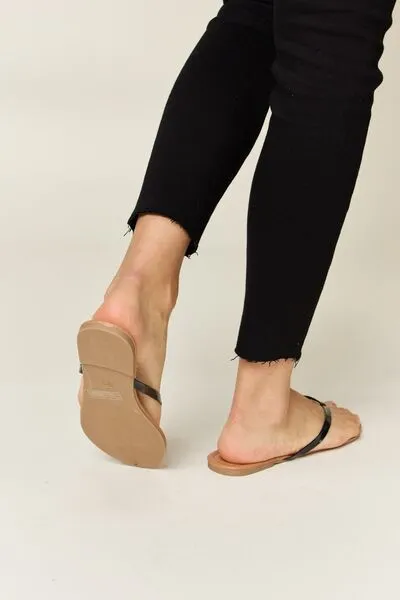 Vegan Leather Open Toe Sandals in Black