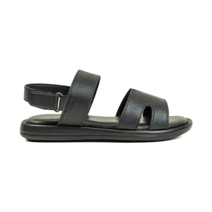 Vibrant Children's Sandal - Black Synthetic Leather, Lightweight PU Sole, Comfortable Padded Insole