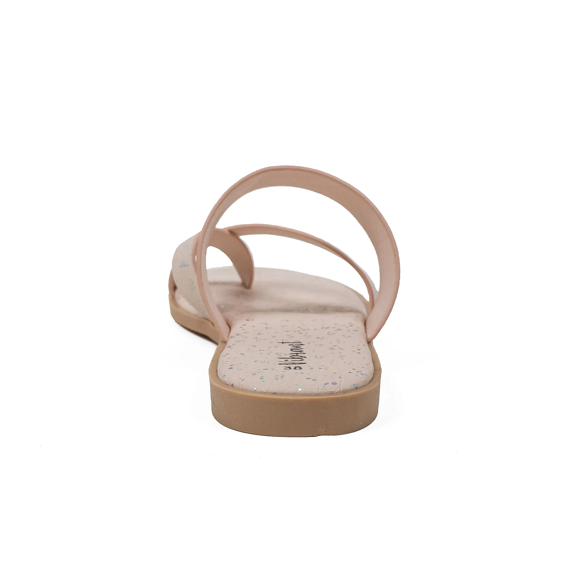 Vibrant Women's Beige Flat Sandals – Stylish PU Leather Slip-On with Cushioned Insole for Everyday Comfort