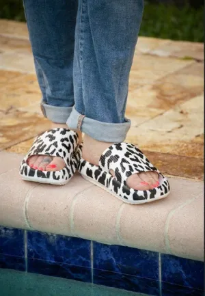 White Leopard Insanely Comfortable Recovery Slides