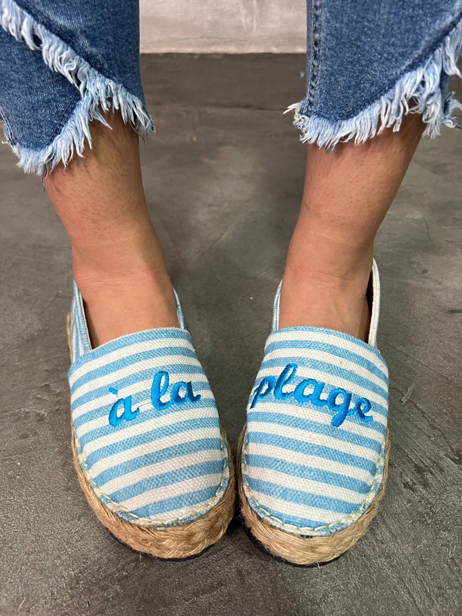 WhitexBlue Striped Espadrille