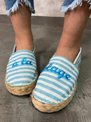 WhitexBlue Striped Espadrille