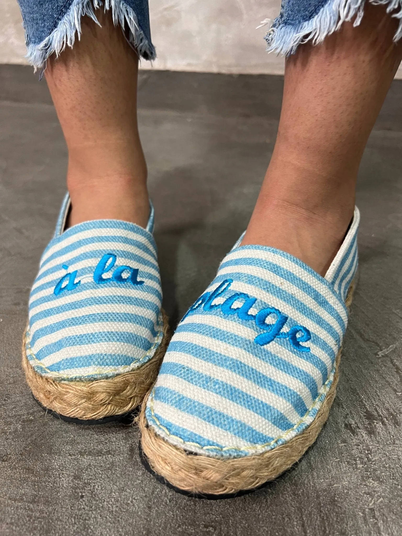 WhitexBlue Striped Espadrille