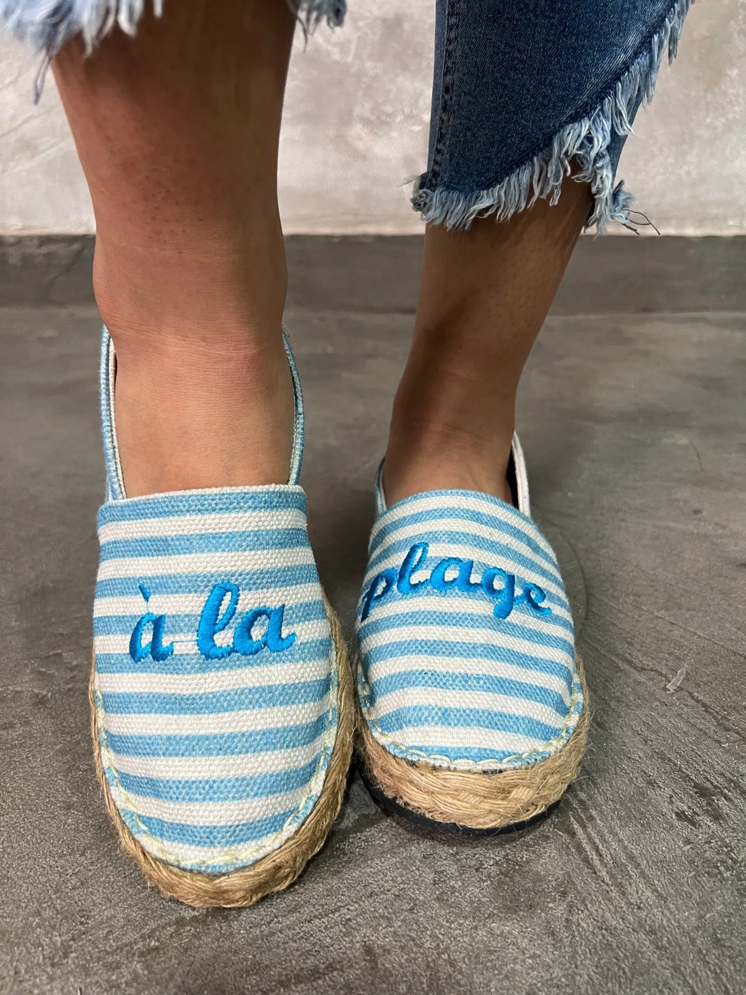 WhitexBlue Striped Espadrille