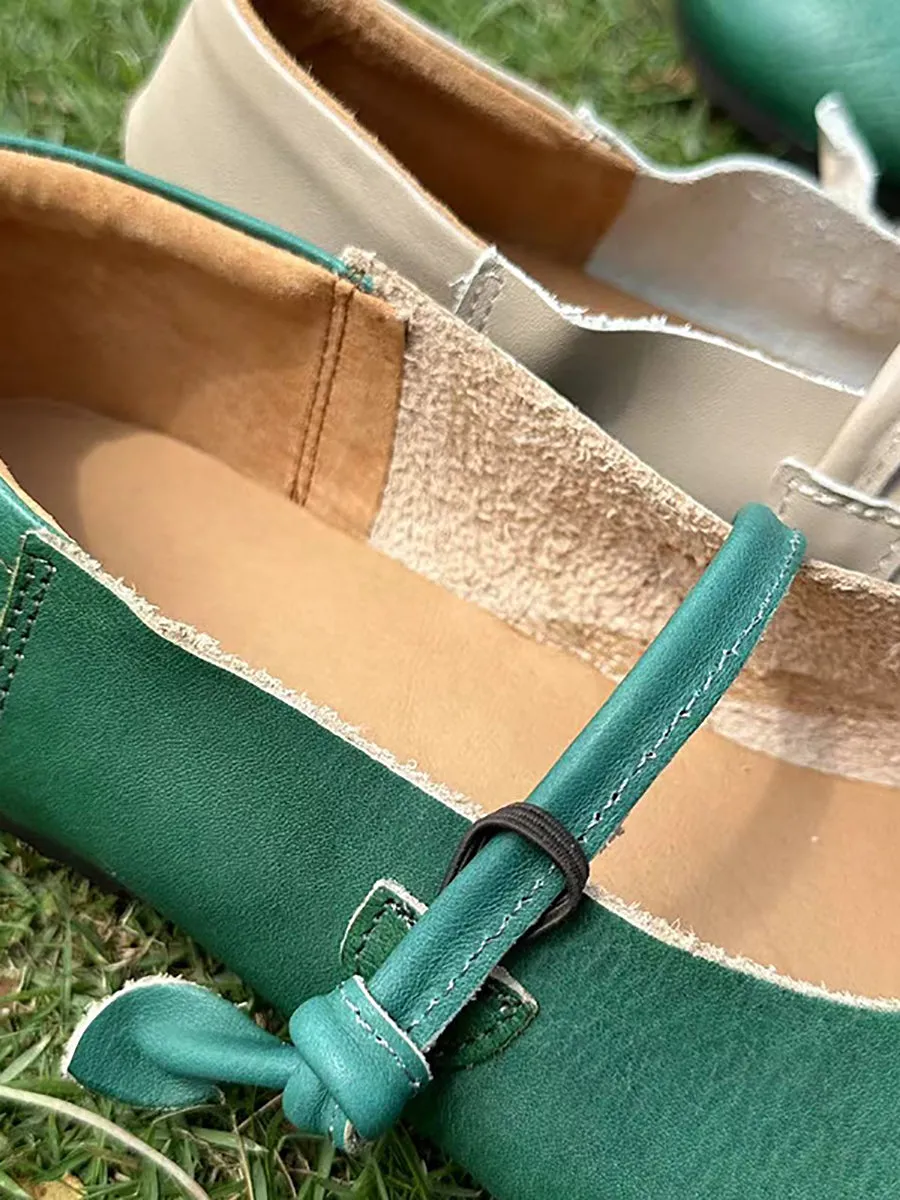 Women Summer Casual Solid Soft Leather Flat Shoes AS1014