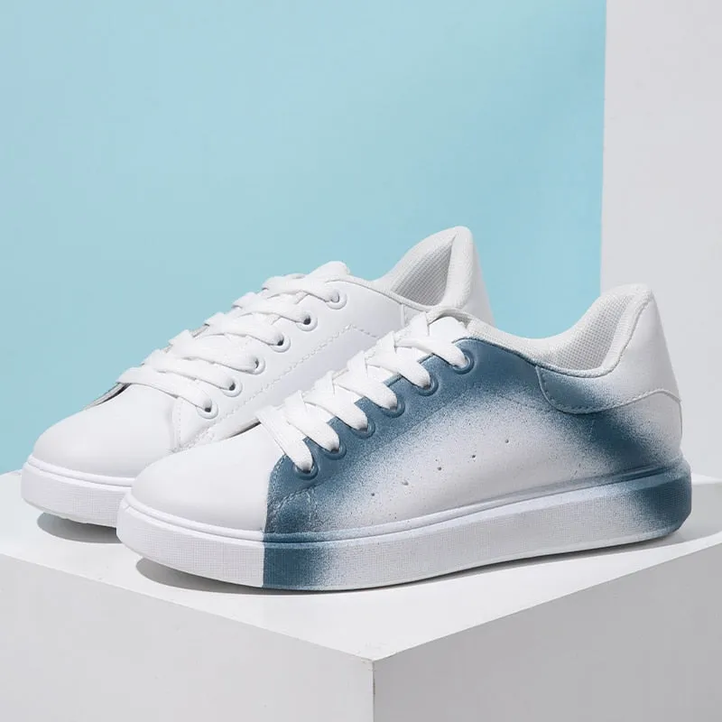 Women's Modern Abstract Flat Lace Up Sneakers