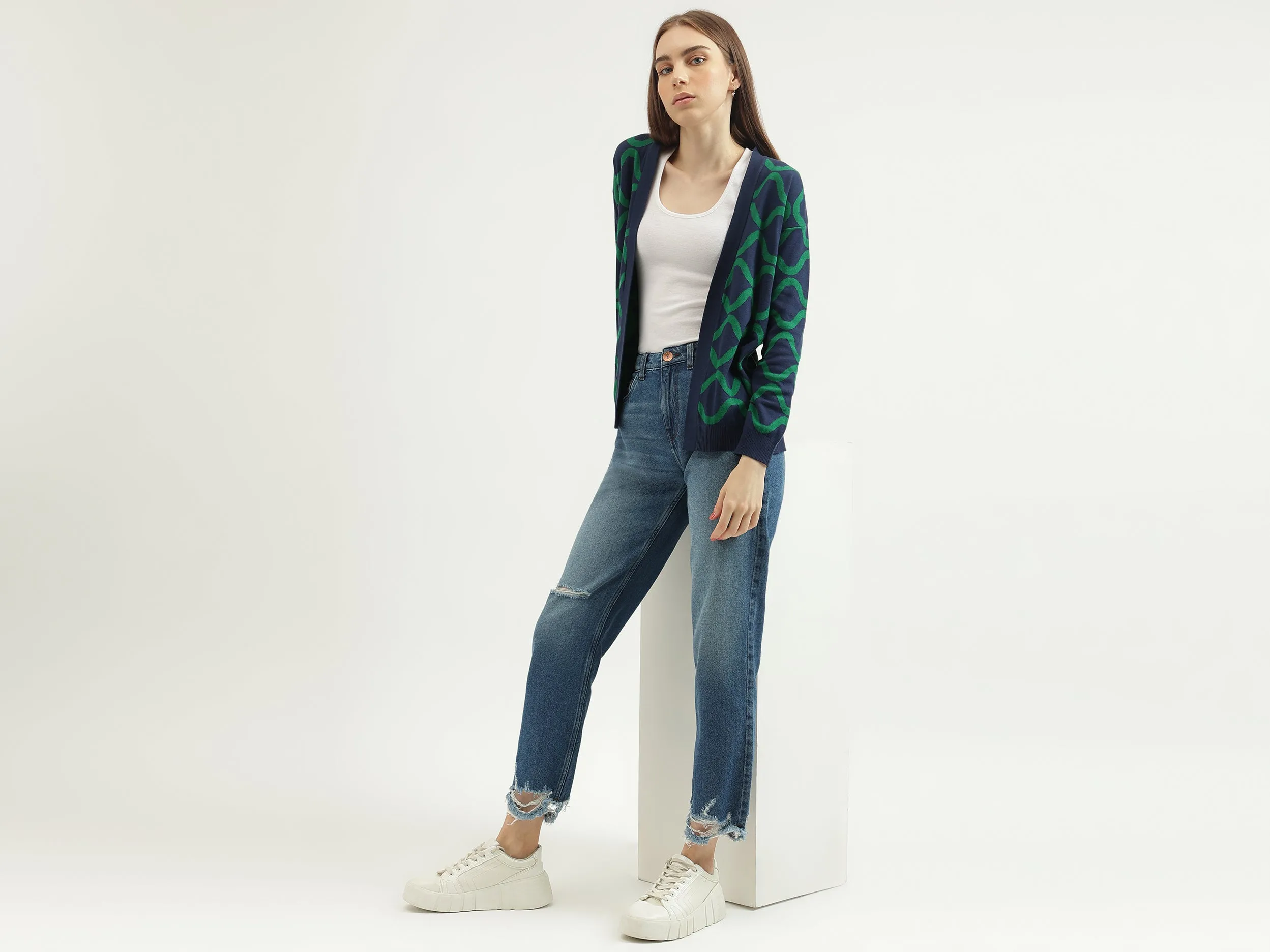 Women's Regular Fit Shawl Neck Knitted Cardigan