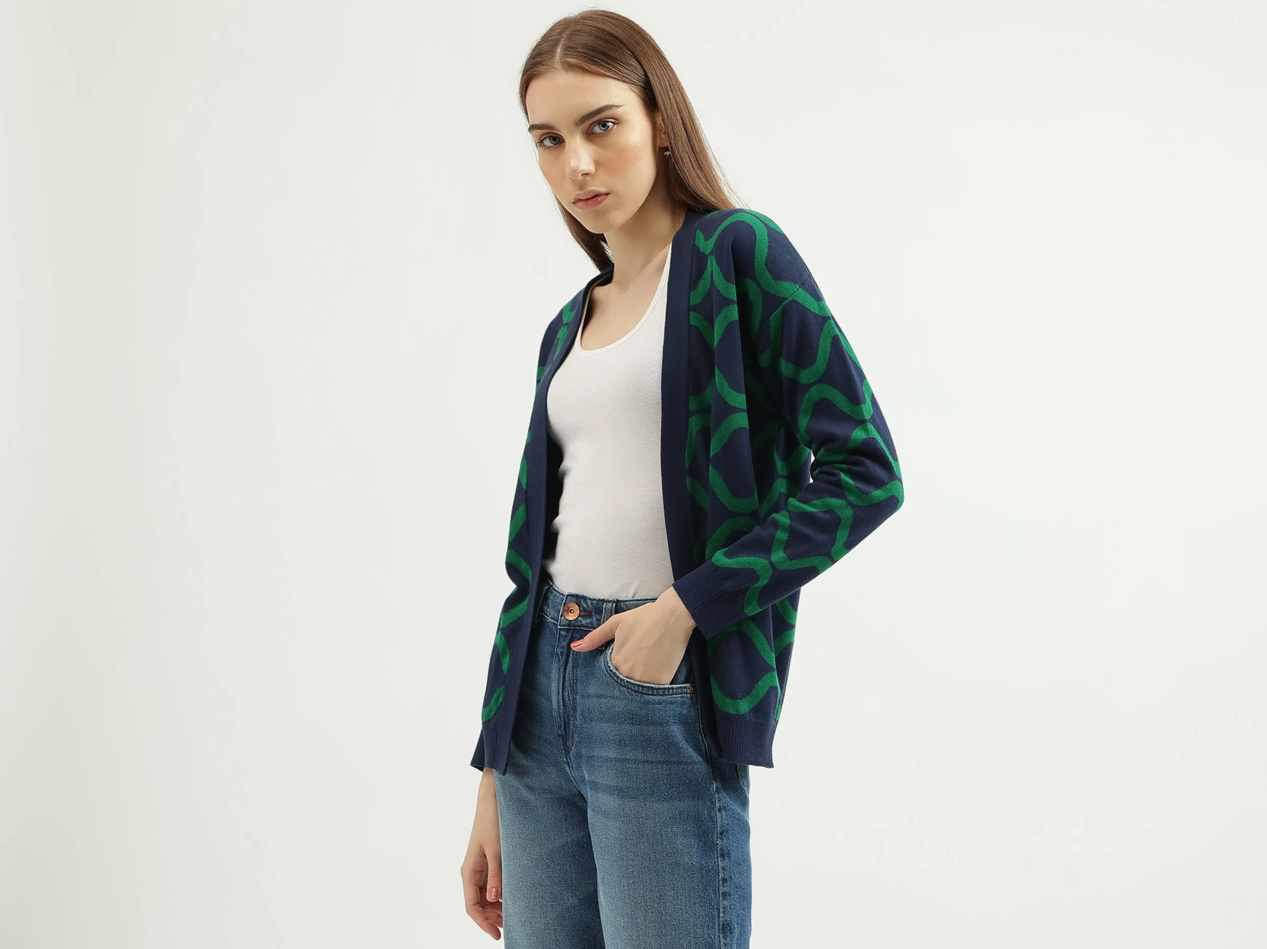 Women's Regular Fit Shawl Neck Knitted Cardigan