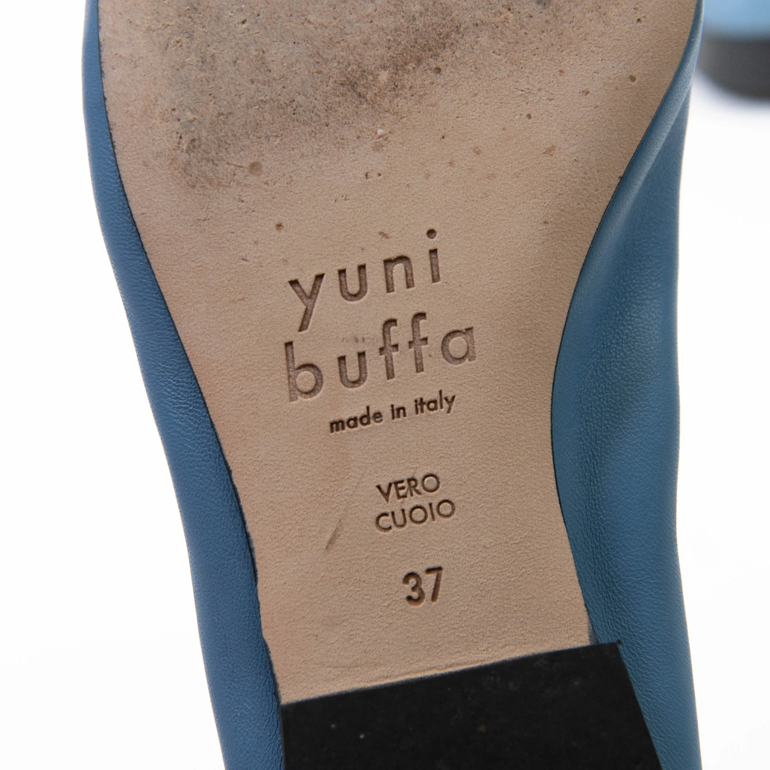Yuni Buffa Blue Leather Pia Ballerina Flats Size 37