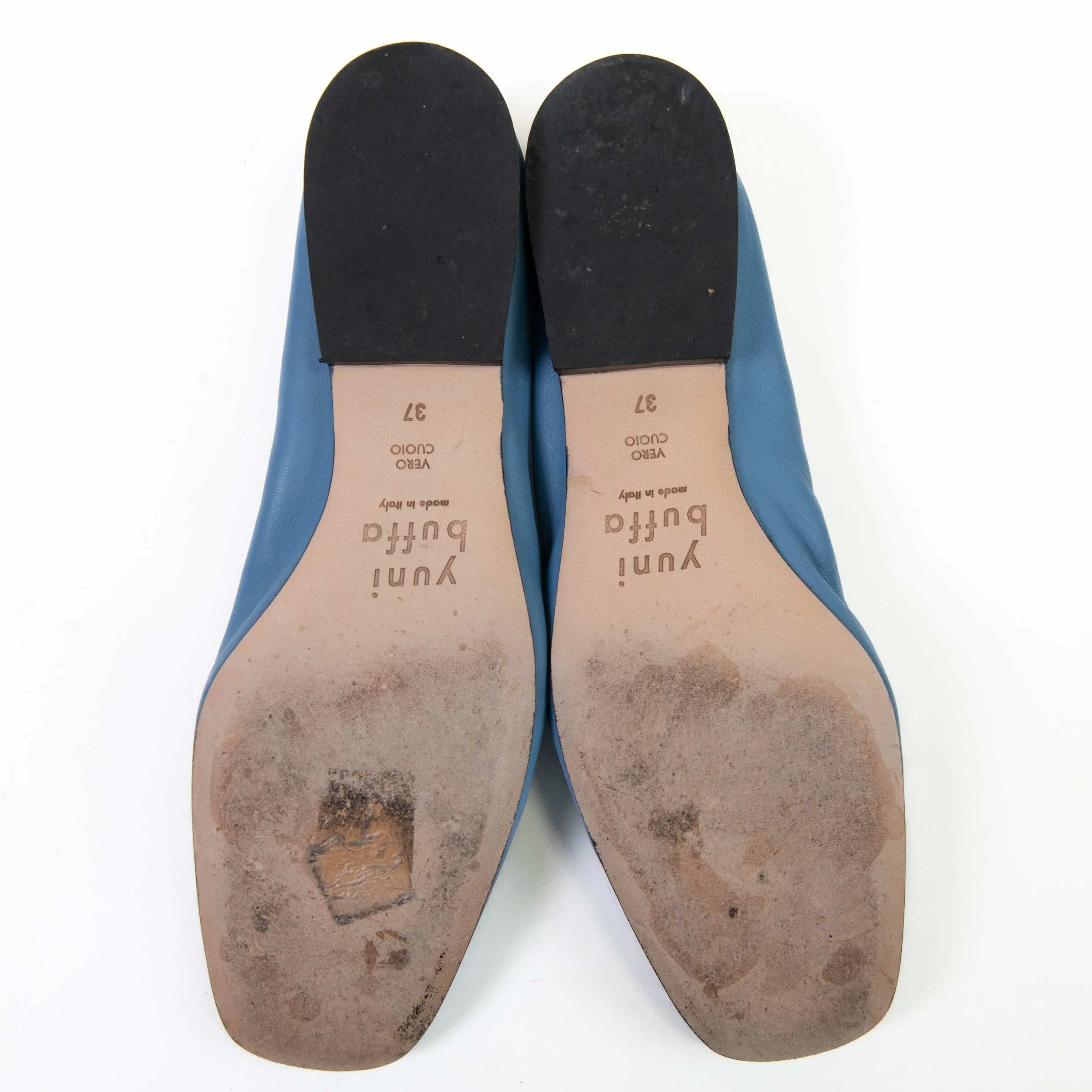 Yuni Buffa Blue Leather Pia Ballerina Flats Size 37